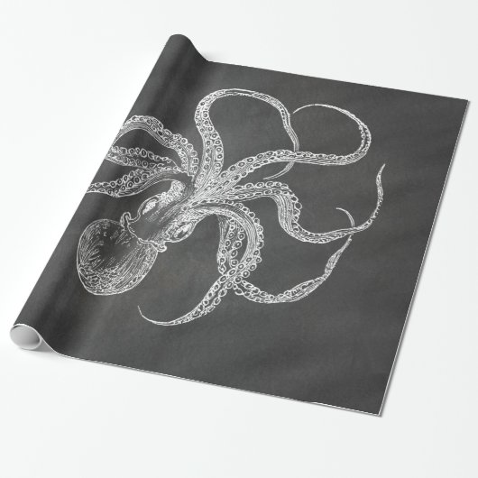 Vintage Kraken-Tafel-Hintergrund-Schablone Geschenkpapier (Ungerollt)