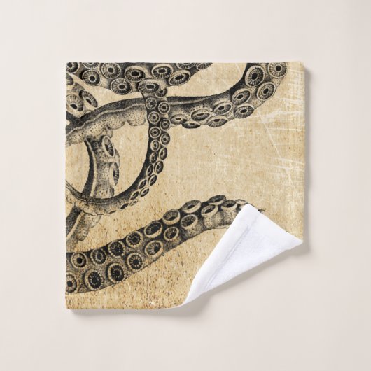 Vintage Kraken-Tentakeln Badhandtuch Set (Waschlappen)