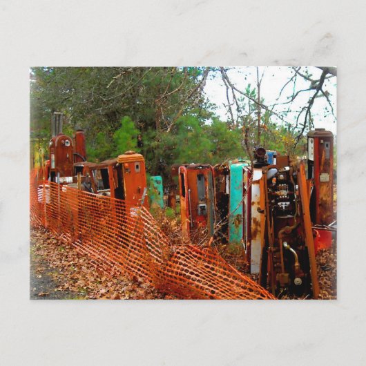 Vintage Kram-Yard-Gas-Pumpen Postkarte (Vorderseite)