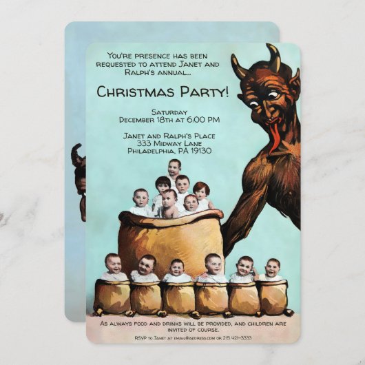 Vintage Krampus Anpassbare Party Einladung (Vorne/Hinten)