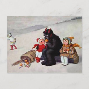 Vintage Krampus beim Essen Postkarte