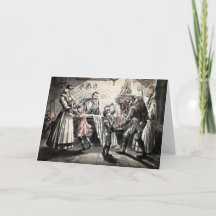Vintage-Krampus erschreckt Kinder Urlaubskarte