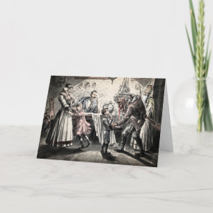 Vintage-Krampus erschreckt Kinder Urlaubskarte Feiertagskarte