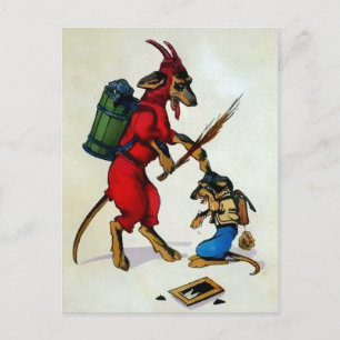 Vintage Krampus Hunde Postkarte