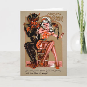 Vintage-Krampus-Kette-Weihnachtskarte Feiertagskarte