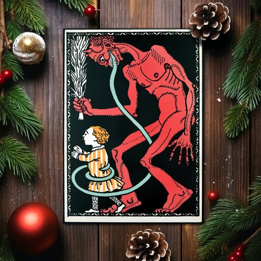 Vintage Krampus Kunst-Weihnachtskarte Feiertagskarte