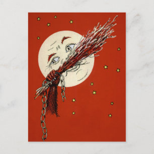 Vintage Krampus Mond Postkarte