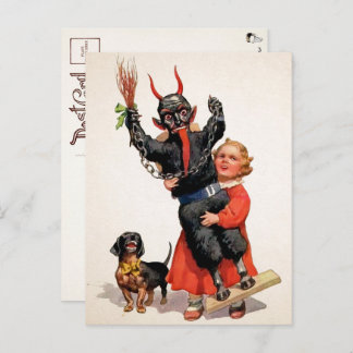 Vintage Krampus-Puppenkarte Postkarte