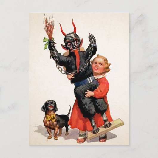 Vintage Krampus-Puppenkarte Postkarte (Vorderseite)