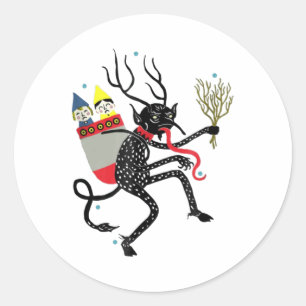 Vintage Krampus Runder Aufkleber