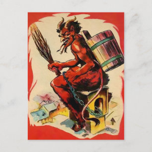 Vintage Krampus Teufel Postkarte