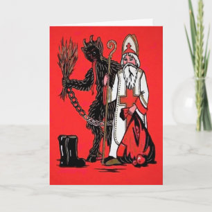 Vintage-Krampus und St. Nick-Weihnachtskarte Feiertagskarte