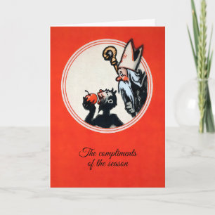 Vintage-Krampus und St. Nick Weihnachtskarte Feiertagskarte