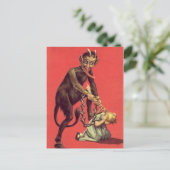 Vintage Krampus Weihnachtspostkarte Postkarte (Stehend Vorderseite)