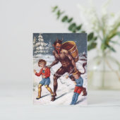 Vintage Krampus Weihnachtspostkarte Postkarte (Stehend Vorderseite)