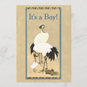 Vintage Kran-Familien-Foto-Geburts-Mitteilung Ankündigung