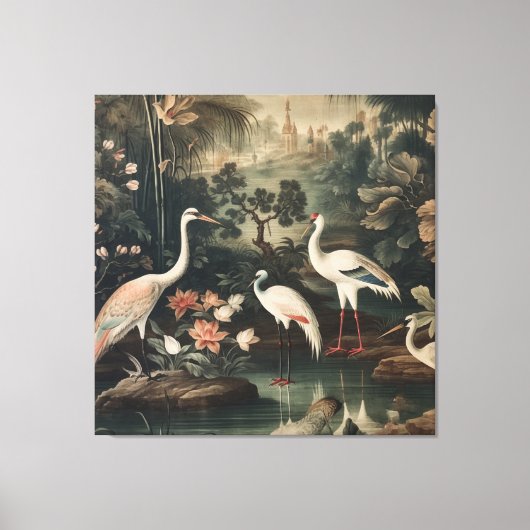 Vintage Krane und Paläste in den Tropen Leinwanddruck (Vorderseite)