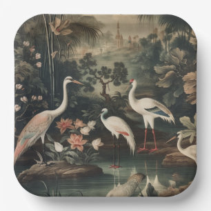 Vintage Krane und Paläste in den Tropen Pappteller