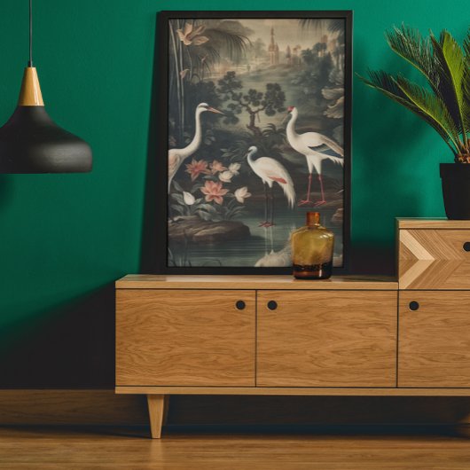 Vintage Krane und Paläste in den Tropen Poster