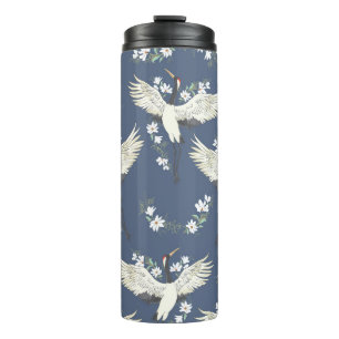 Vintage Kranich: Flugmuster eines Vogels Thermosbecher