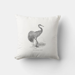 Vintage Kranich-Vogel Feder-und-Tinte-Zeichnung Kissen