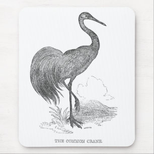 Vintage Kranich-Vogel Feder-und-Tinte-Zeichnung Mousepad