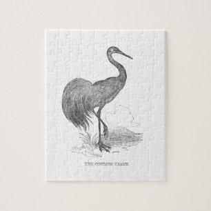 Vintage Kranich-Vogel Feder-und-Tinte-Zeichnung Puzzle
