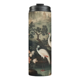 vintage Kraniche und Paläste in den Tropen Thermosbecher
