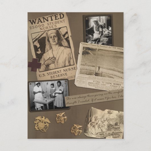 Vintage "Krankenpflege"-Scrapbook Postkarte (Vorderseite)