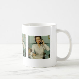 Vintage Krankenschwester am Telefon Kaffeetasse