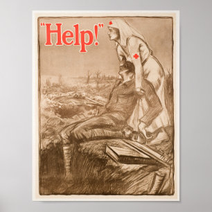 Vintage-Krankenschwester des Ersten Weltkriegs auf Poster