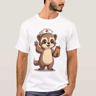 Vintage-Krankenschwester-Faultier Süß Retro-Medizi T-Shirt