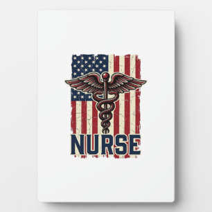 Vintage-Krankenschwester-Flagge Caduceus-Rückendes Fotoplatte