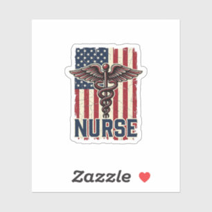 Vintage-Krankenschwester-Flagge Caduceus Rückseite Aufkleber