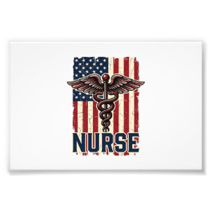 Vintage-Krankenschwester-Flagge Caduceus Rückseite Fotodruck