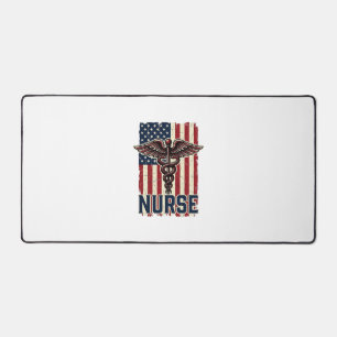 Vintage-Krankenschwester-Flagge Caduceus Rückseite Schreibtischunterlage