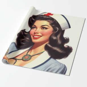 Vintage-Krankenschwester-Illustration Geschenkpapier
