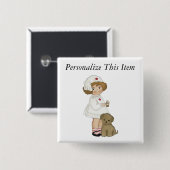 Vintage Krankenschwester mit Welpen-T - Shirts und Button (Vorne & Hinten)