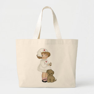 Vintage Krankenschwester mit Welpen-T-Shirts und G Jumbo Stoffbeutel