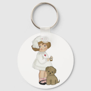 Vintage-Krankenschwester Mit Welpen T-Shirts und G Schlüsselanhänger