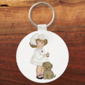 Vintage Krankenschwester mit Welpengeschenken und  Schlüsselanhänger (Vorderseite)