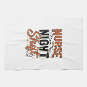 Vintage-Krankenschwester-Nachtschicht-Shirt-Design Geschirrtuch