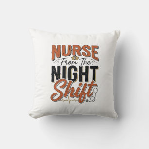 Vintage-Krankenschwester-Nachtschicht-Shirt-Design Kissen