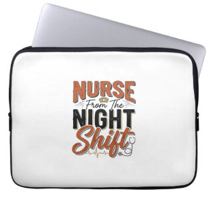Vintage-Krankenschwester-Nachtschicht-Shirt-Design Laptopschutzhülle