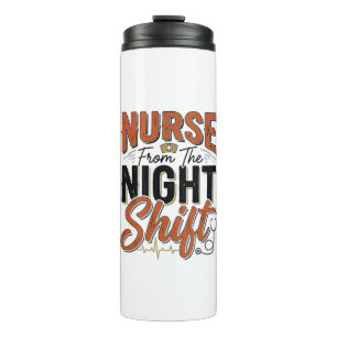 Vintage-Krankenschwester-Nachtschicht-Shirt-Design Thermosbecher