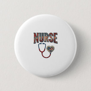 Vintage-Krankenschwester-Patriotisches-Stethoskop- Button