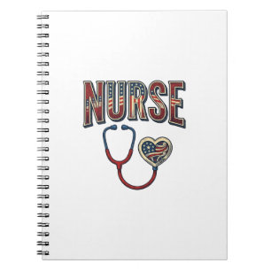 Vintage-Krankenschwester-Patriotisches-Stethoskop- Notizblock