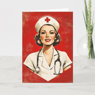 Vintage Krankenschwester Retro-Frau Feiertagskarte