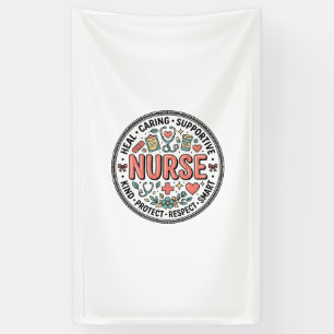 Vintage-Krankenschwester-Schätzung Blumen-Medizin- Banner