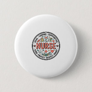 Vintage-Krankenschwester-Schätzung Blumen-Medizin- Button
